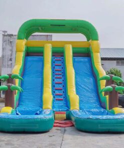Tropical Palm Trees Inflatable Water Slide with Pool